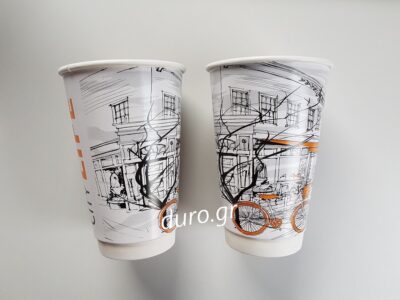 Ποτήρι Χάρτινο Διπλότοιχο City Life 25τμχ (8oz/12oz/16oz) - 16oz, 25τμχ