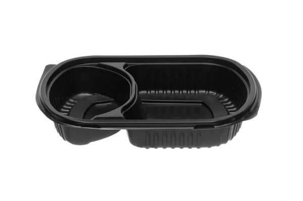 Σκεύος Μικροκυμάτων Microwave 2Θέσιο 1.050ml Με Καπάκι 50τμχ - Image 2