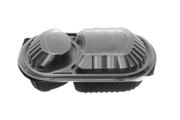 Σκεύος Μικροκυμάτων Microwave 2Θέσιο 1.050ml Με Καπάκι 50τμχ