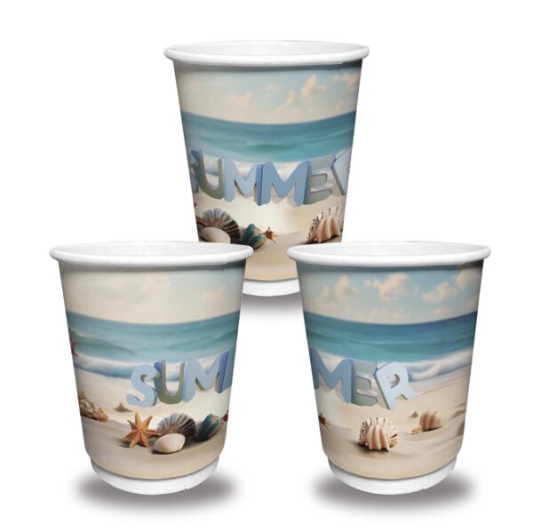 Σετ 600 Ποτήρια Χάρτινα SUMMER MIX Διπλότοιχα 12oz + 600 Καπάκια Διάφανα Πομπέ Ø90mm - Image 2