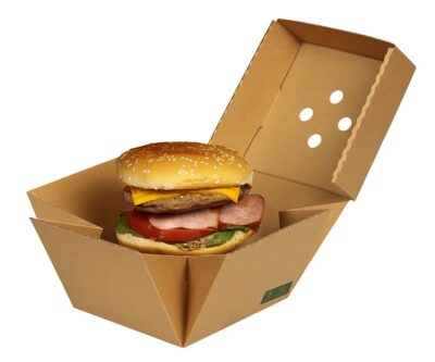 Χάρτινο Κουτί για Βurger Με Πτυχές Kraft (12x12x10cm)